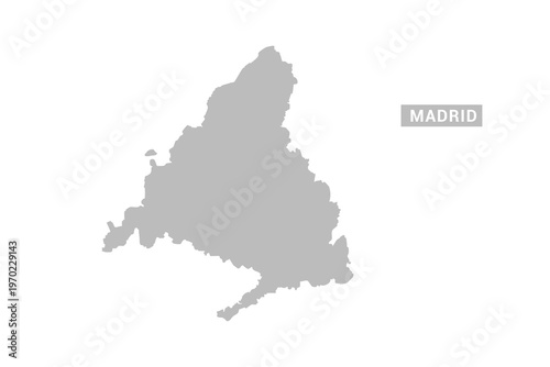 Madrid map - Minimal Flat Vector Illustration in Black and Gray, Isolated on White Background, Ideal for Infographics, Educational Use, Reports, and Presentations.