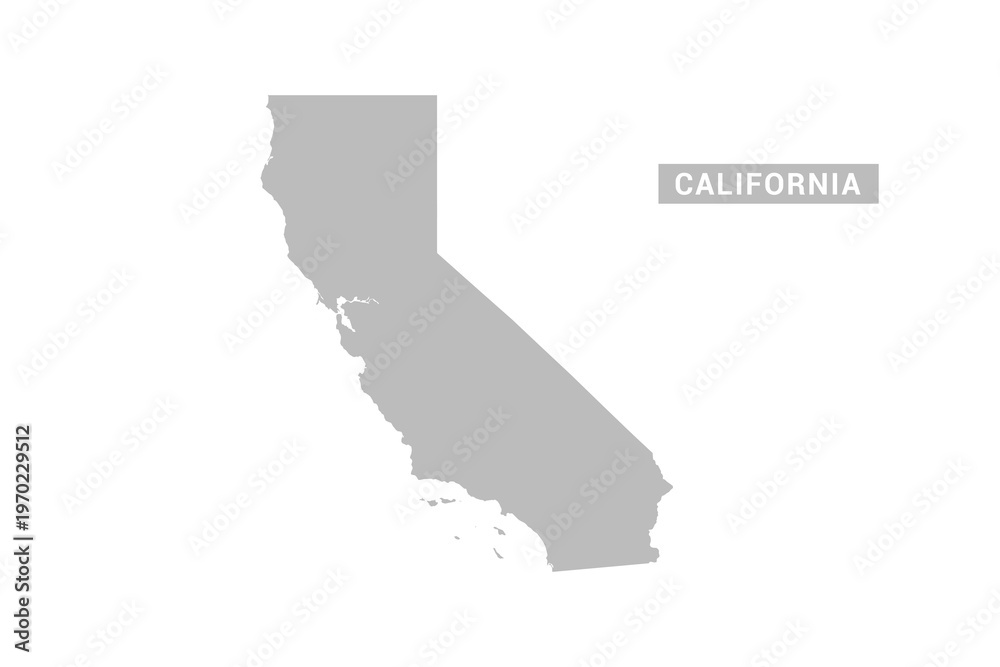 Fototapeta premium California map - Minimal Flat Vector Illustration in Black and Gray, Isolated on White Background, Ideal for Infographics, Educational Use, Reports, and Presentations.