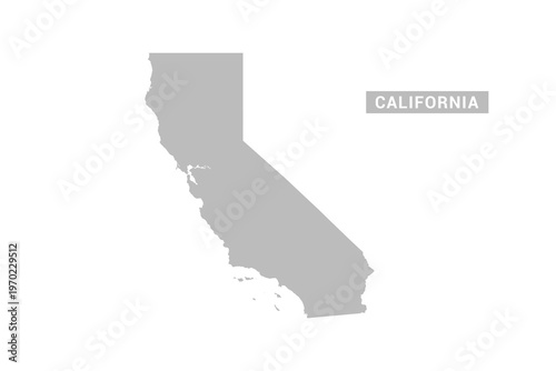 California map - Minimal Flat Vector Illustration in Black and Gray, Isolated on White Background, Ideal for Infographics, Educational Use, Reports, and Presentations.