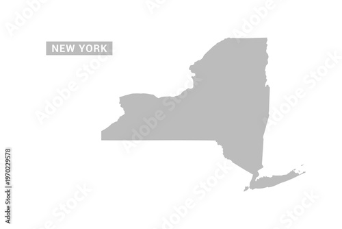 New York map - Minimal Flat Vector Illustration in Black and Gray, Isolated on White Background, Ideal for Infographics, Educational Use, Reports, and Presentations.