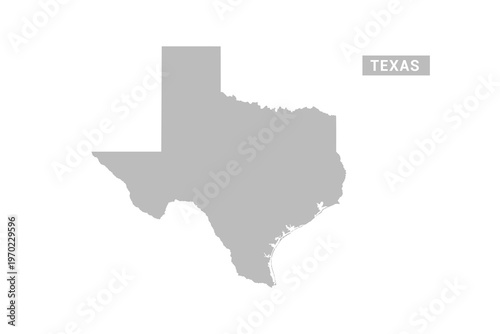 Texas map - Minimal Flat Vector Illustration in Black and Gray, Isolated on White Background, Ideal for Infographics, Educational Use, Reports, and Presentations.