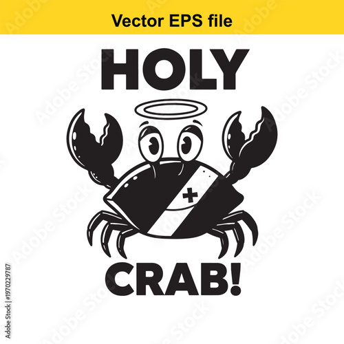 Holy crab vector illustration with a saintly crustacean