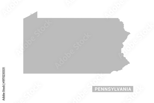 Pennsylvania map - Minimal Flat Vector Illustration in Black and Gray, Isolated on White Background, Ideal for Infographics, Educational Use, Reports, and Presentations.