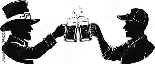 Cheers to friendship a vintage silhouette of two men toasting