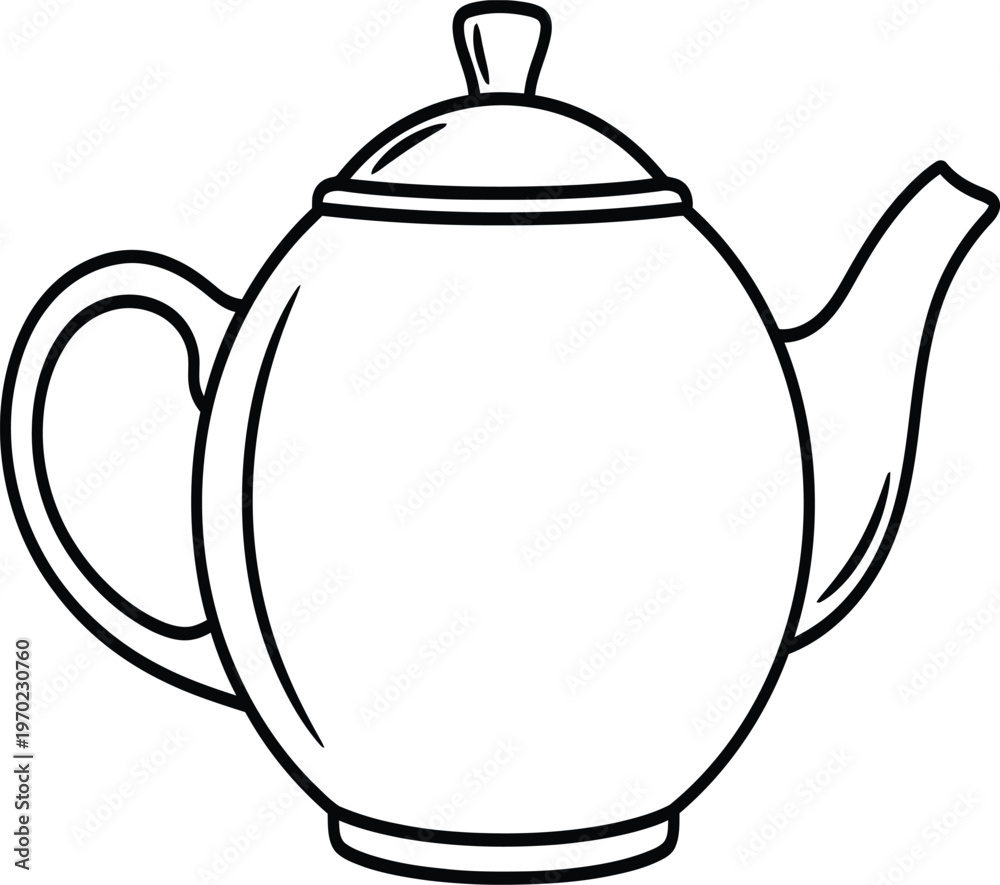 Obraz premium Simple black and white sketch of a teapot