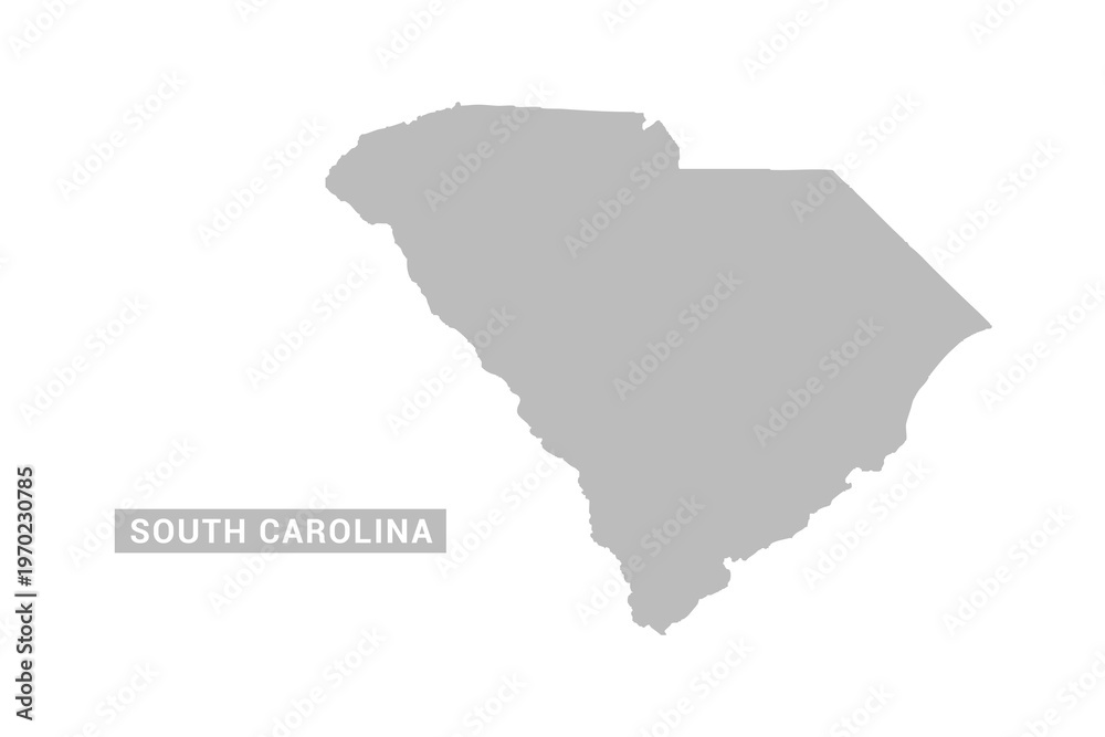 Fototapeta premium South Carolina map - Minimal Flat Vector Illustration in Black and Gray, Isolated on White Background, Ideal for Infographics, Educational Use, Reports, and Presentations.