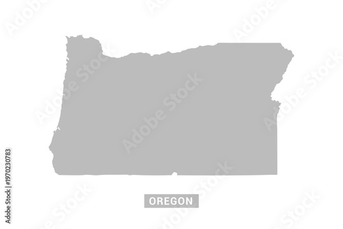 Oregon map - Minimal Flat Vector Illustration in Black and Gray, Isolated on White Background, Ideal for Infographics, Educational Use, Reports, and Presentations.