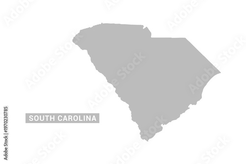 South Carolina map - Minimal Flat Vector Illustration in Black and Gray, Isolated on White Background, Ideal for Infographics, Educational Use, Reports, and Presentations.