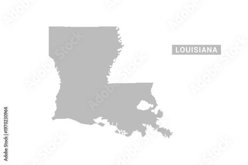Louisiana map - Minimal Flat Vector Illustration in Black and Gray, Isolated on White Background, Ideal for Infographics, Educational Use, Reports, and Presentations.