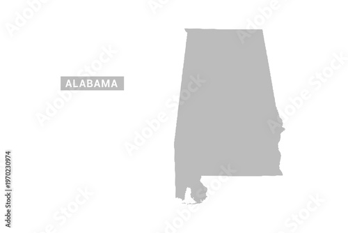 Alabama map - Minimal Flat Vector Illustration in Black and Gray, Isolated on White Background, Ideal for Infographics, Educational Use, Reports, and Presentations.