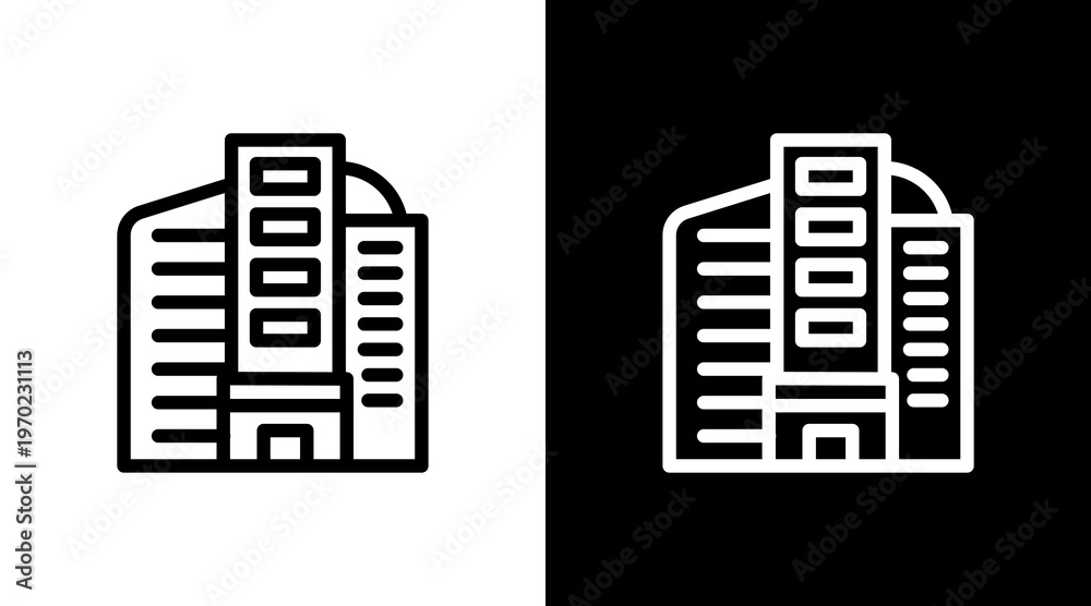 Obraz premium Office Building White Icon Set Design