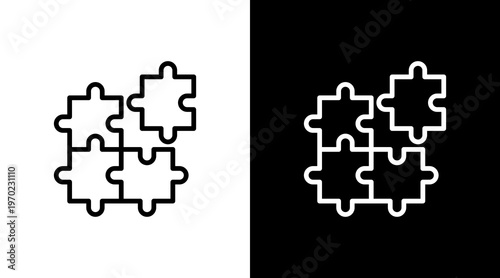 Puzzle Piece White Icon Set Design