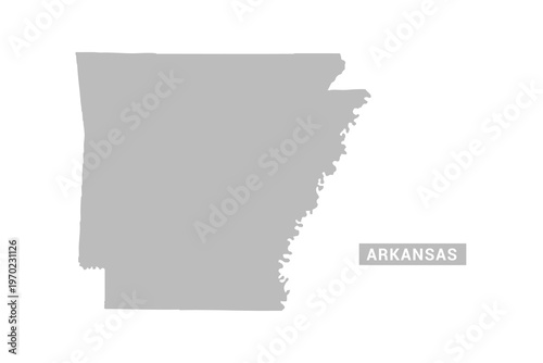 Arkansas map - Minimal Flat Vector Illustration in Black and Gray, Isolated on White Background, Ideal for Infographics, Educational Use, Reports, and Presentations.