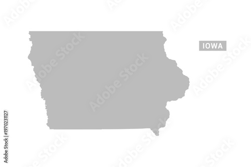 Iowa map - Minimal Flat Vector Illustration in Black and Gray, Isolated on White Background, Ideal for Infographics, Educational Use, Reports, and Presentations.