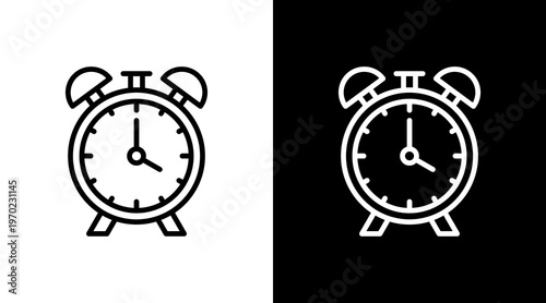 Alarm Clock White Icon Set Design