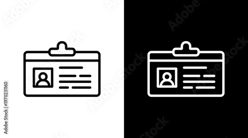 Id Card White Icon Set Design