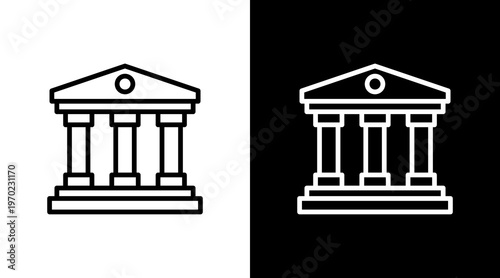 Bank White Icon Set Design