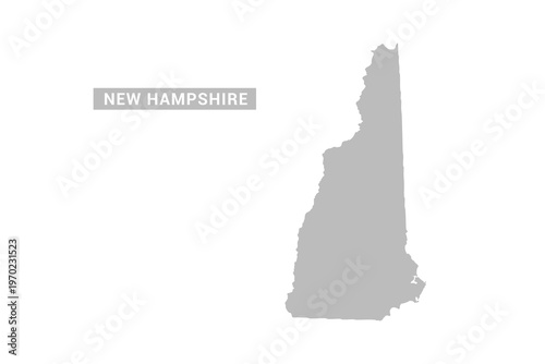 New Hampshire map - Minimal Flat Vector Illustration in Black and Gray, Isolated on White Background, Ideal for Infographics, Educational Use, Reports, and Presentations.