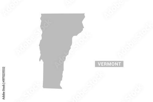 Vermont map - Minimal Flat Vector Illustration in Black and Gray, Isolated on White Background, Ideal for Infographics, Educational Use, Reports, and Presentations.