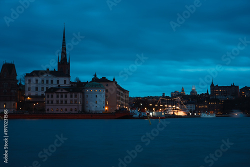 Scenic view of a city by the water