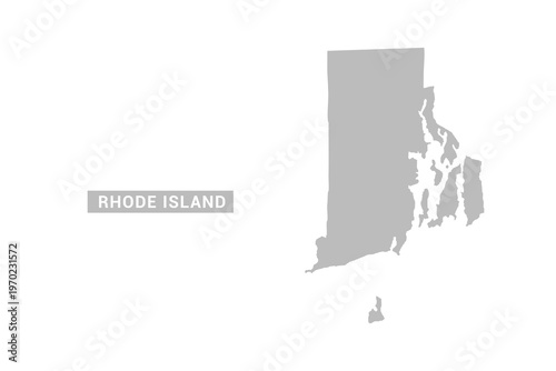 Rhode Island map - Minimal Flat Vector Illustration in Black and Gray, Isolated on White Background, Ideal for Infographics, Educational Use, Reports, and Presentations.