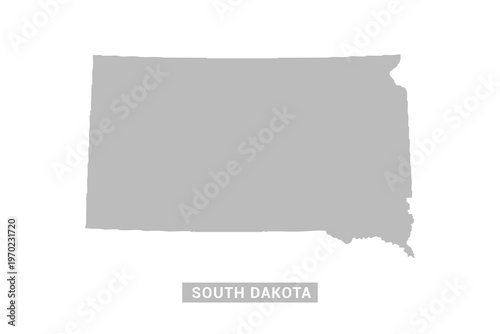 South Dakota map - Minimal Flat Vector Illustration in Black and Gray, Isolated on White Background, Ideal for Infographics, Educational Use, Reports, and Presentations.