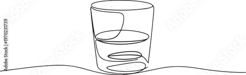 Continuous one line drawing of Whiskey in glass vector illustration. one line Icon drawing