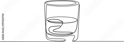 Continuous one line drawing of Whiskey in glass vector illustration. one line Icon drawing