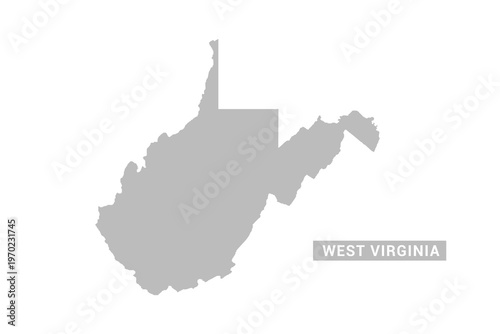 West Virginia map - Minimal Flat Vector Illustration in Black and Gray, Isolated on White Background, Ideal for Infographics, Educational Use, Reports, and Presentations.