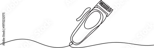 Electric hair clipper one line continuous drawing. Barber shop and hairdresser tools, Continuous one line hair clipper. one line Icon drawing