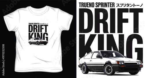 Trueno sprinter drift king car graphic for apparel and print design