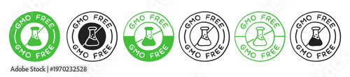 Hand-Drawn GMO Free Icon Signs Vector Design. Non-Gmo Badges.