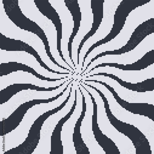 Abstract Pixel Sun Rays Pixel Background. Bitmap Swirl Beams Texture.