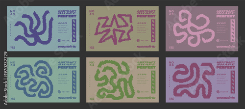 Cool Bitmap Geometric Shape Cover Vector Design. Pixel Abstract Patterns.