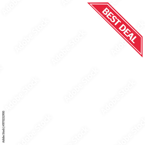 Best Deal Diagonal Ribbon Vector – Red Sale Banner Strip for Discount, Promotion and Marketing Design Isolated on Transparent Background