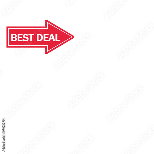 Best Deal Arrow Banner Vector – Red Directional Sale Label for Discount, Promotion and Marketing Design Isolated on Transparent Background
