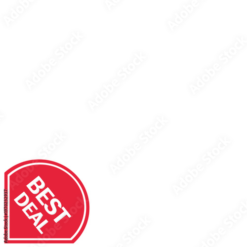 Best Deal Badge Vector – Red Rounded Sale Label for Discount, Promotion and Marketing Design Isolated on Transparent Background