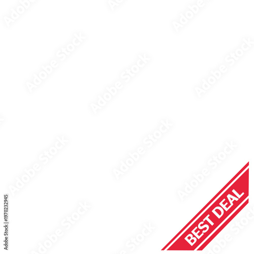 Best Deal Corner Ribbon Vector – Red Sale Banner Corner Label for Discount, Promotion and Marketing Design Isolated on Transparent Background