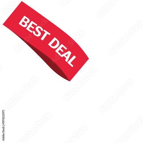 Best Deal Sticker Vector – Red Promotional Label Tag for Sale, Discount and Marketing Campaign Isolated on Transparent Background