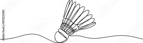One continuous line illustration of a badminton shuttlecock, Badminton ball one line drawing. one line Icon drawing