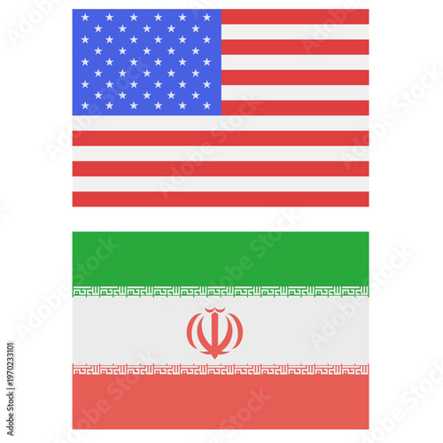 アメリカとイランの国旗のイラスト