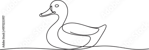 Continuous single one line art drawing, Duck single continuous one line out line vector. one line Icon drawing