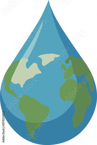 Earth globe inside a blue water drop vector