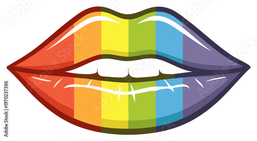 Colorful Lips with Rainbow Spectrum Representing LGBTQ Pride and Equality