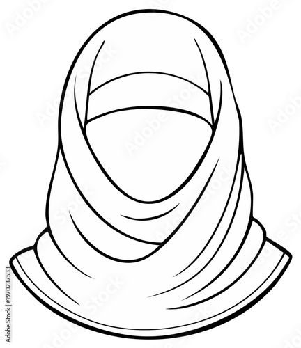 Islamic woman wearing a niqab with a headscarf and flowing fabric
