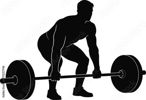 Bodybuilder Performing Deadlift With Barbell Silhouette Gym Art
