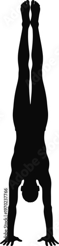Handstand Balance Pose Silhouette Gymnastics Fitness Vector Art
