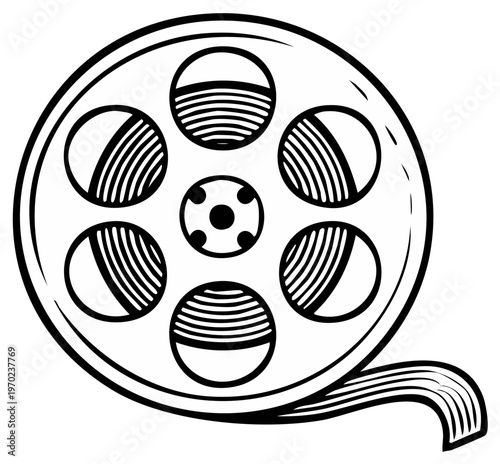 Vintage Film Reel Illustration: Motion Picture History and Old Entertainment Media