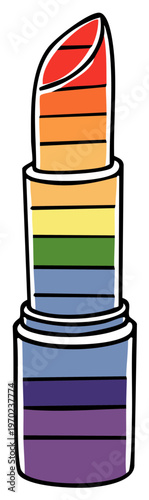 Colorful striped lipstick illustration representing support diversity and LGBTQ communities, offering artistic representation of pride concept