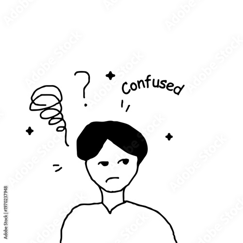 Confused Boy Icon Illustration with Question Mark